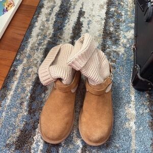 UGG Brown Boots with Cream Knit Cuffs